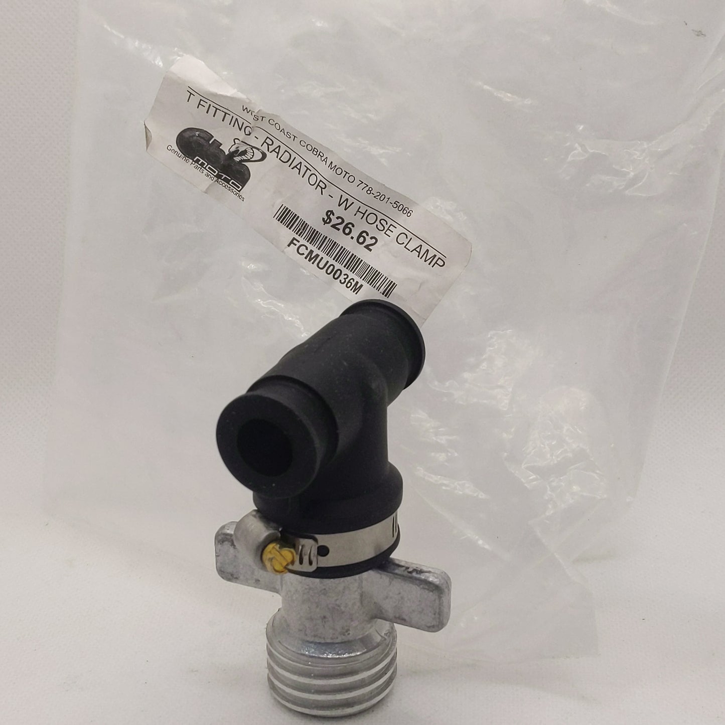 FCMU0036M T FITTING - RADIATOR- W HOSE CLAMP