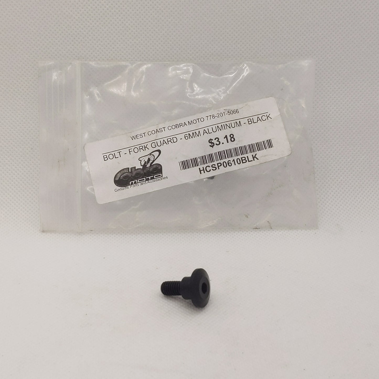 HCSP0610BLK BOLT - FORK GUARD - 6MM ALUMINUM - BLACK
