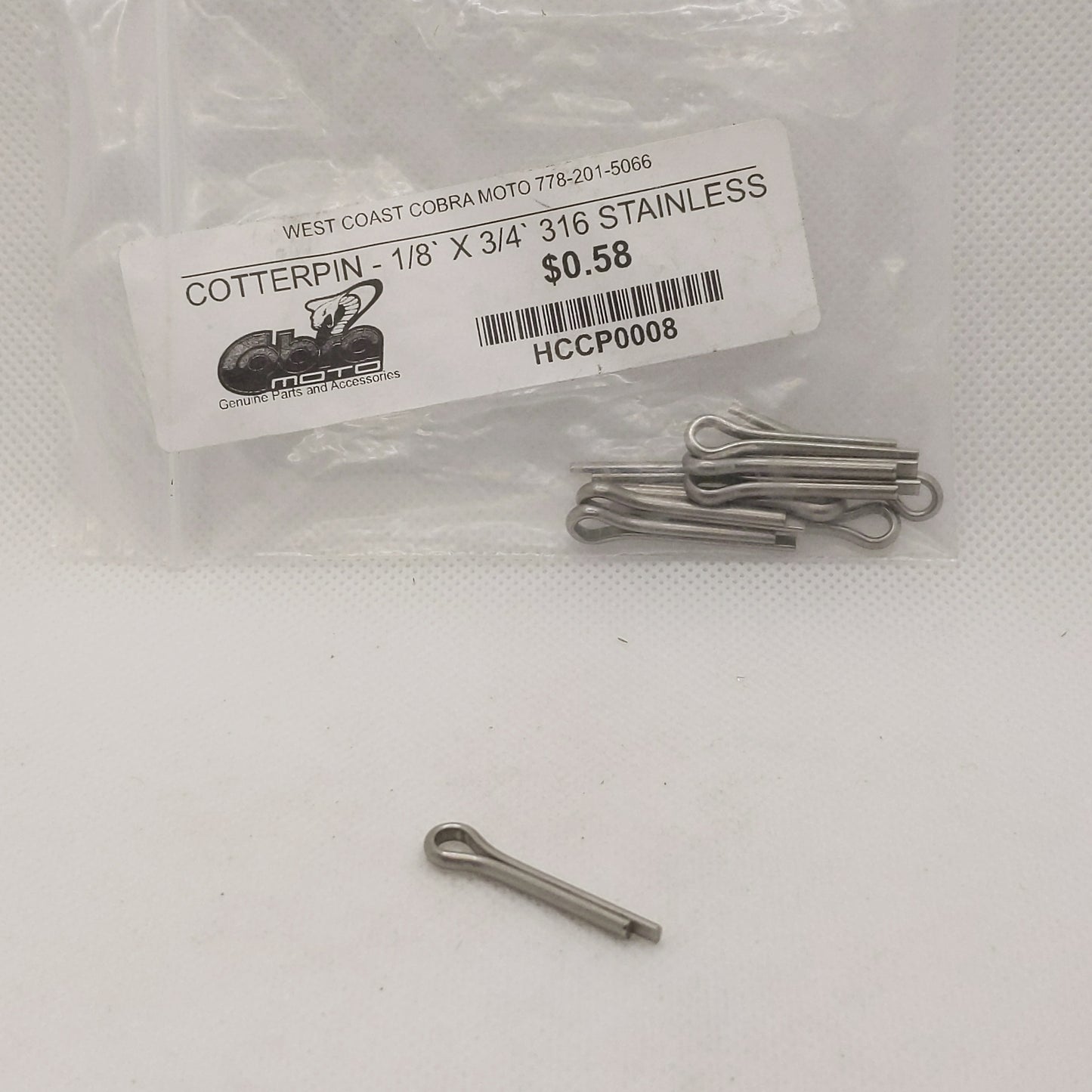 HCCP0008 COTTERPIN - 1/8` X 3/4` 316 STAINLESS