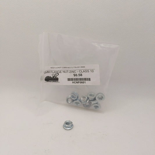 6mm Flange Nut/Zinc- class 10