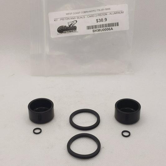 BKMU0006A - BRAKE CALIPER PISTON & SEAL KIT - CARD 2 PISTON - ALUMINUM